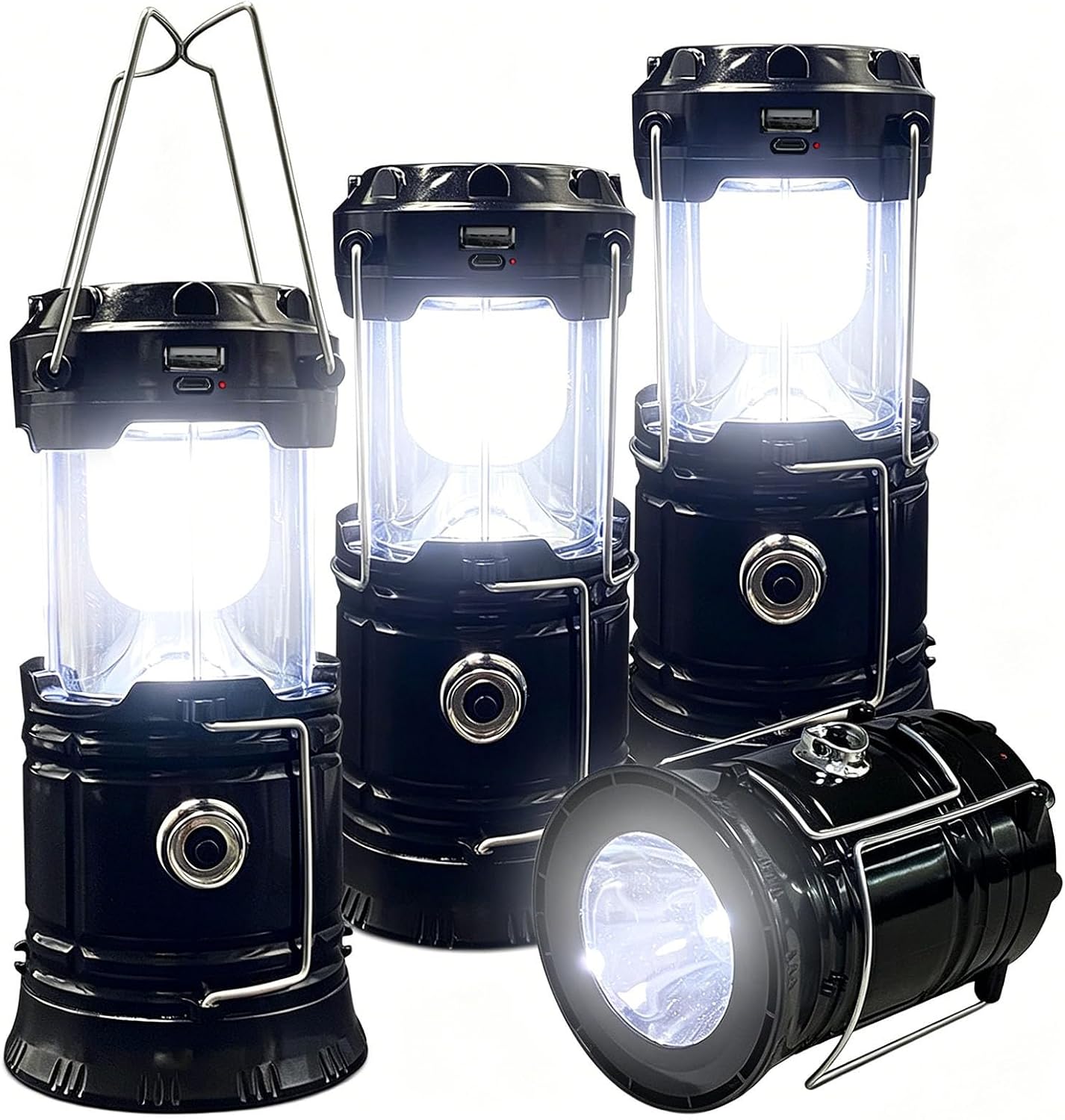 Collapsible LED Camping Lantern — Solar & USB Rechargeable
