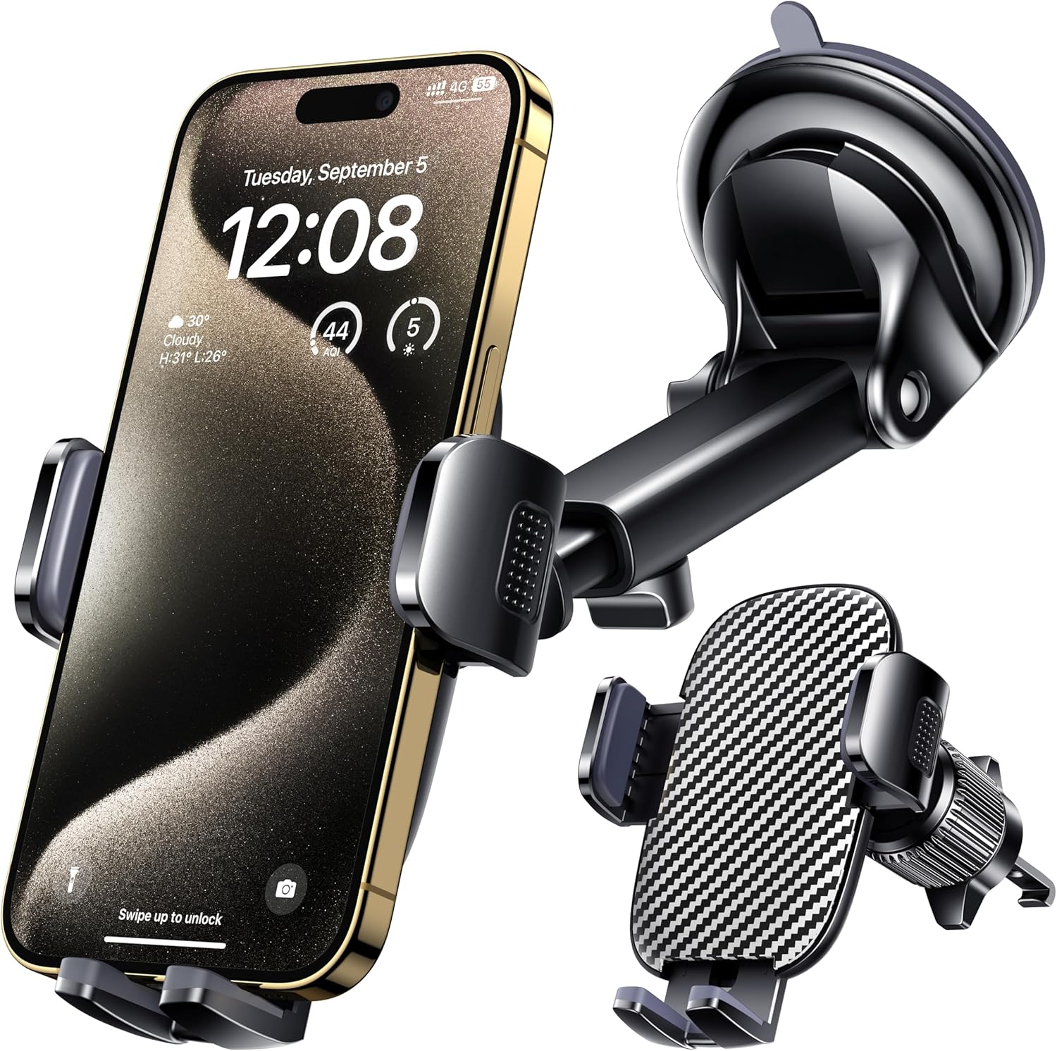 Windscreen & Dashboard Car Phone Mount — Hands-Free, 360°