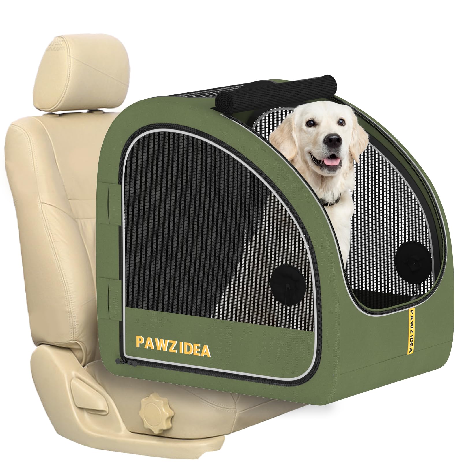 PAWZIDEA Collapsible Dog Car Travel Crate — Up to 36 kg