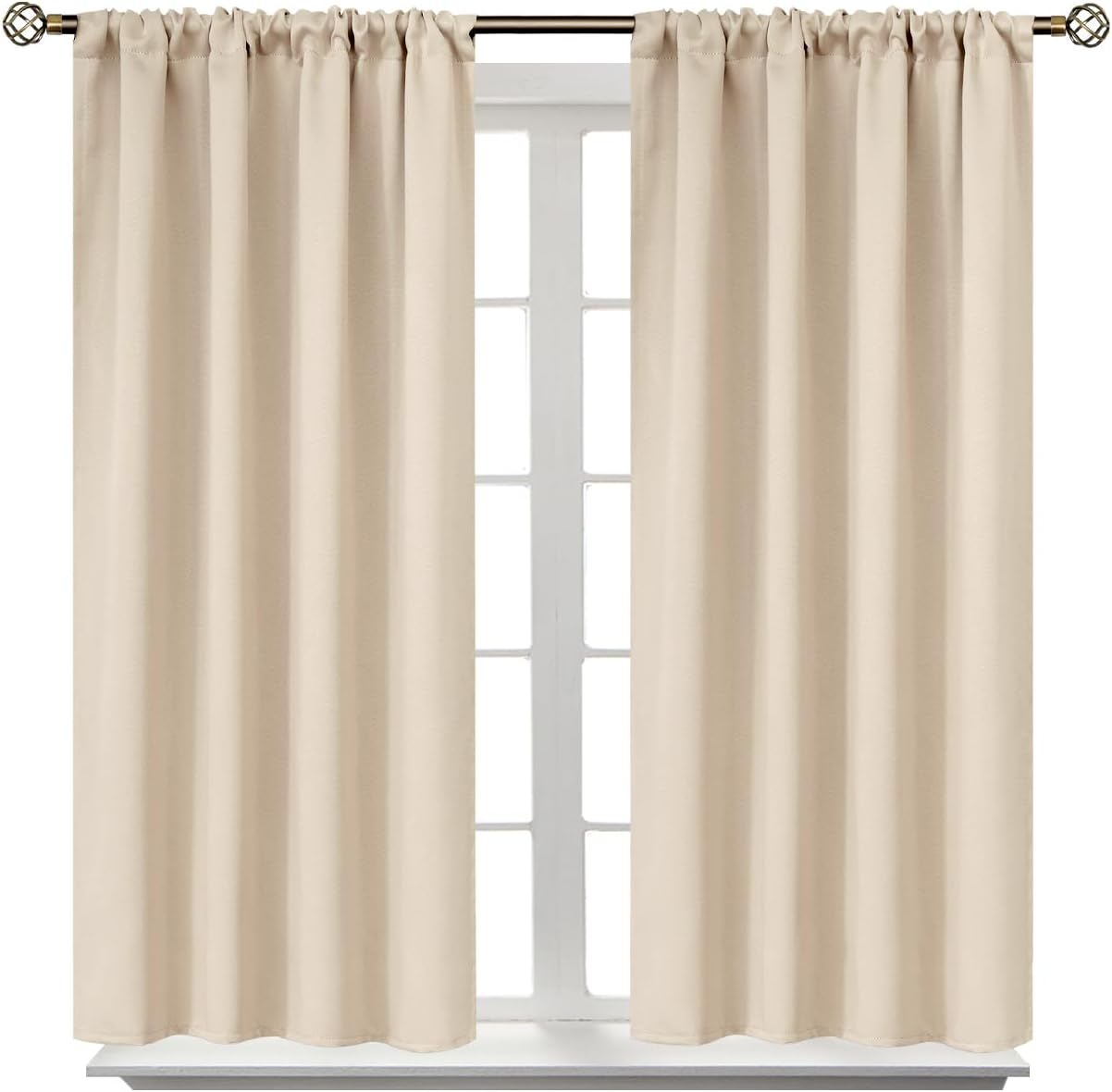 Short Blackout Curtains, Pair — 42 x 45 inch, Room Darkening