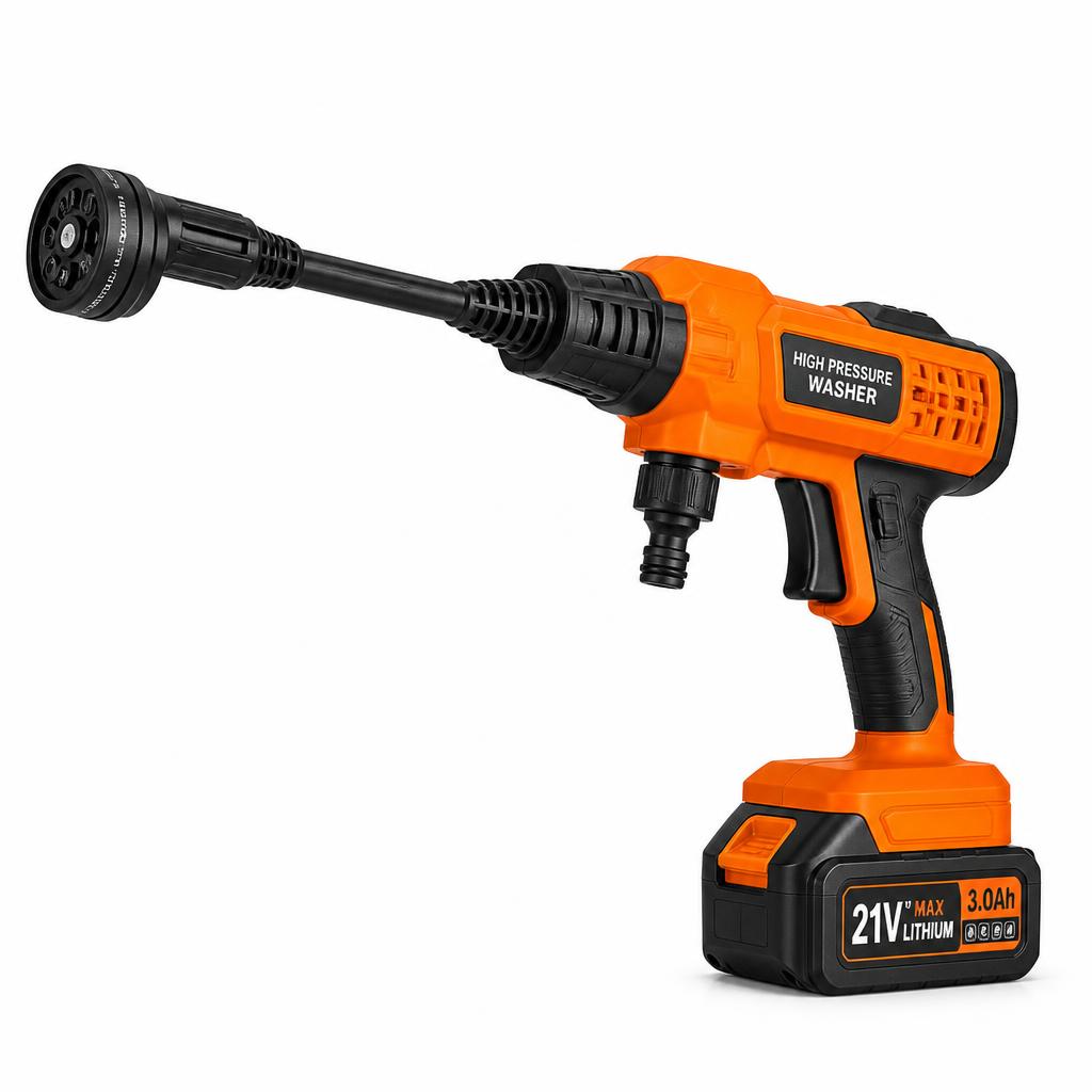 MYPIN 21V Cordless Pressure Washer — 6-in-1, 2 Batteries, 5m Hose